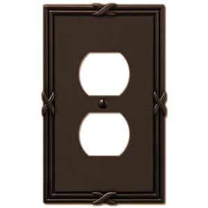 Ribbon and Reed 1 Gang Duplex Metal Wall Plate - Aged Bronze