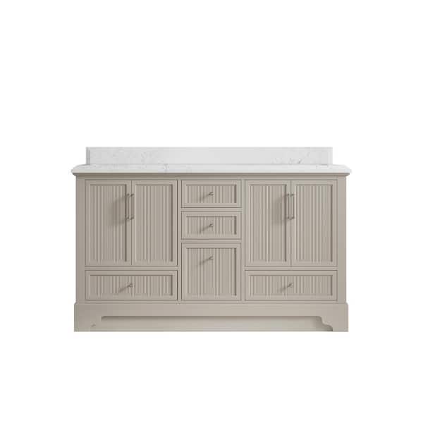 Willow Collections Alys 60 in. W x 22 in. D x 36 in. H Double Sink Bath Vanity in Fine Grain with 1.5 in. Empira Qt. Top