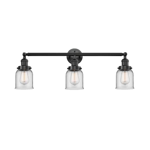 Bell 30 in. 3-Light Oil Rubbed Bronze Vanity Light with Clear Glass Shade