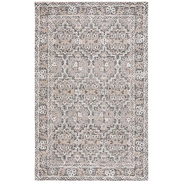 SAFAVIEH Antiquity Brown/Ivory 5 ft. x 8 ft. Border Trellis Ornate Area Rug
