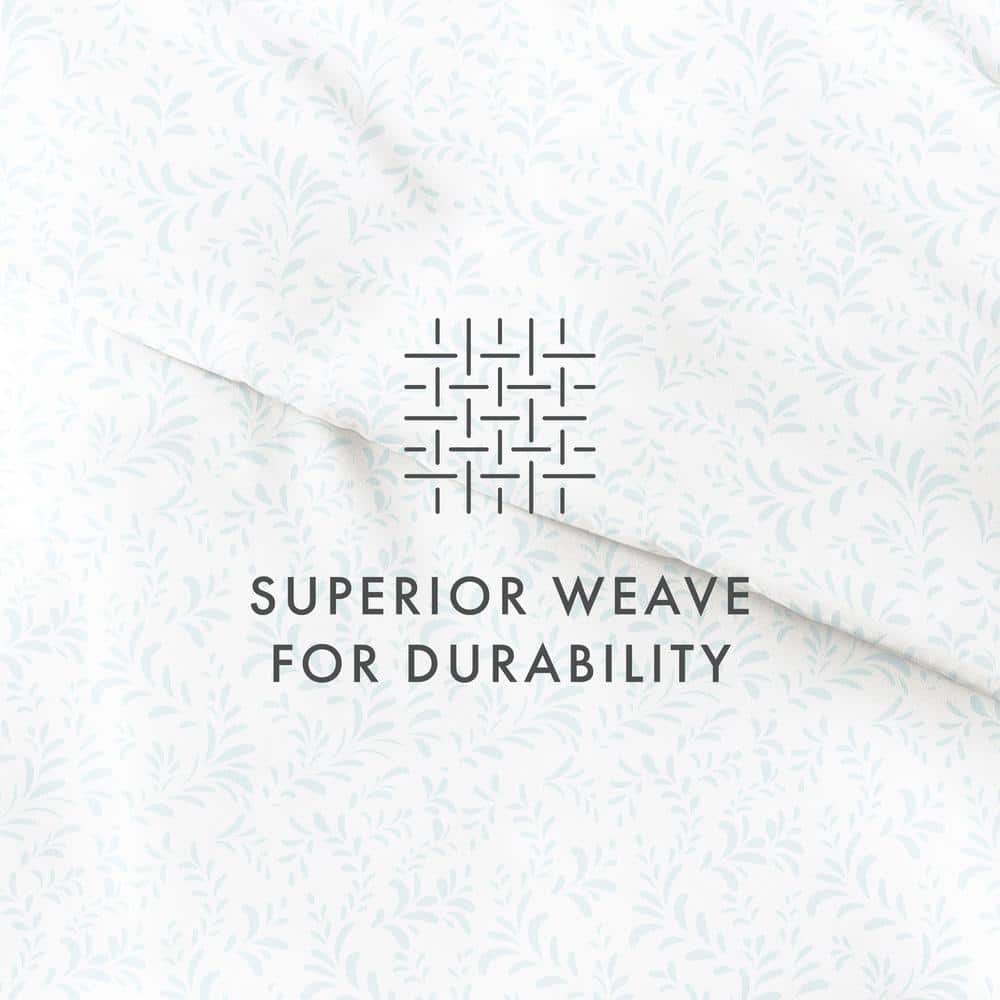 Light Blue Floral Print Full/Queen Duvet Cover Set