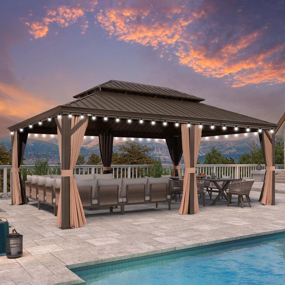 PURPLE LEAF 14 ft. x 20 ft. Bronze Patio Outdoor Gazebo for