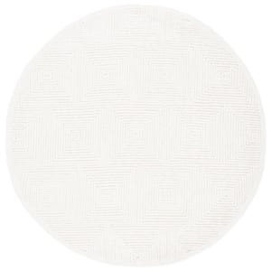 Textural Ivory 6 ft. x 6 ft. Geometric Solid Color Round Area Rug