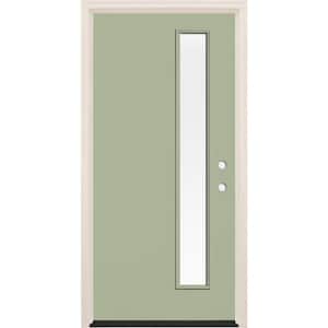 36 in. x 80 in. Left-Hand/Inswing 1-Lite Clear Glass Cypress Painted Fiberglass Prehung Front Door w/6-9/16 in. Frame