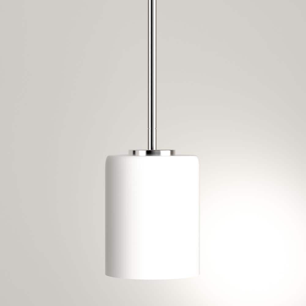 Polished Nickel Mini Pendant Light with Etched Glass Shade