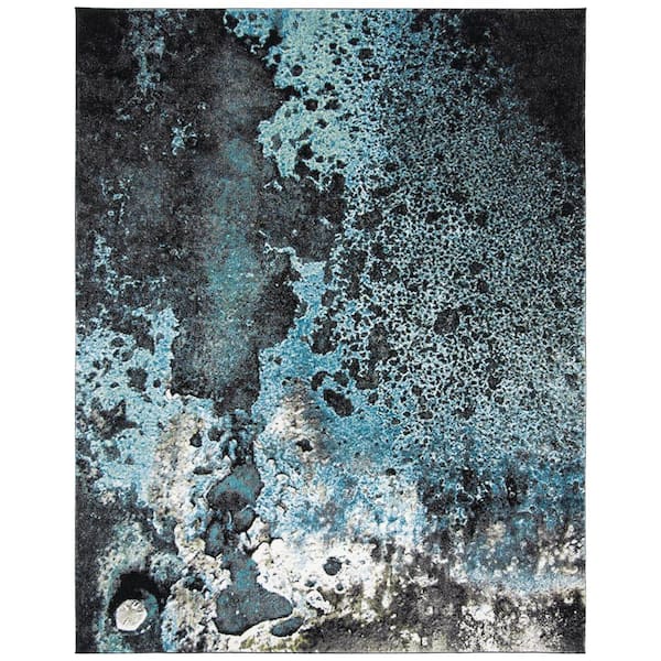 SAFAVIEH Glacier Blue/Multi 9 ft. x 12 ft. Geometric Area Rug