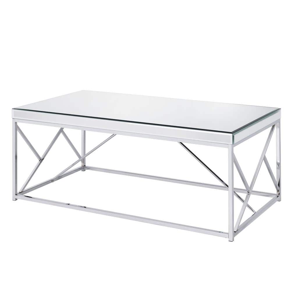 Evelyn Rectangular Chrome Mirrored Glass Cocktail Table