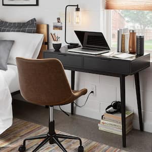 18.80 in. Black Modern Iron Desk Lamp with Glass Shade