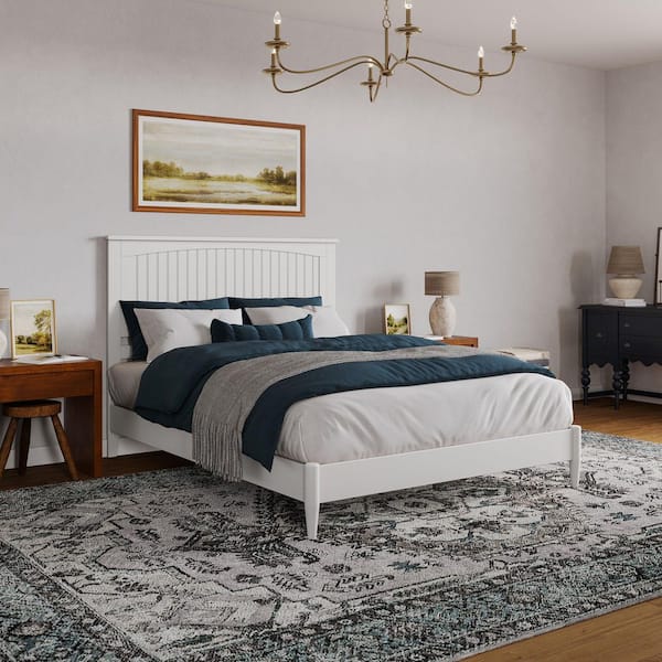 AFI Naples White Solid Wood Frame Queen Low Profile Platform Bed