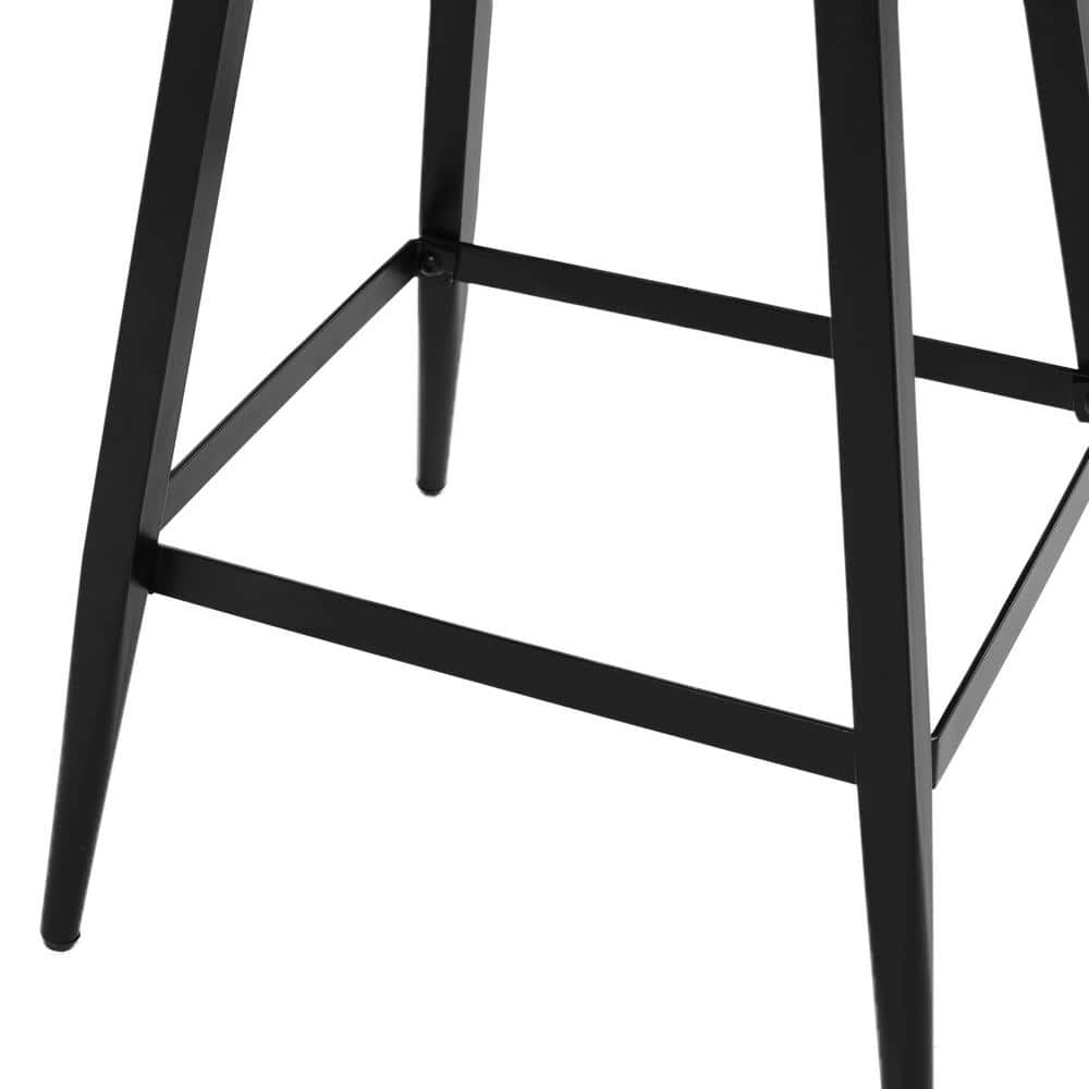 Whiskey Brown Faux Leather Counter Stools with Metal Legs, Set of 4