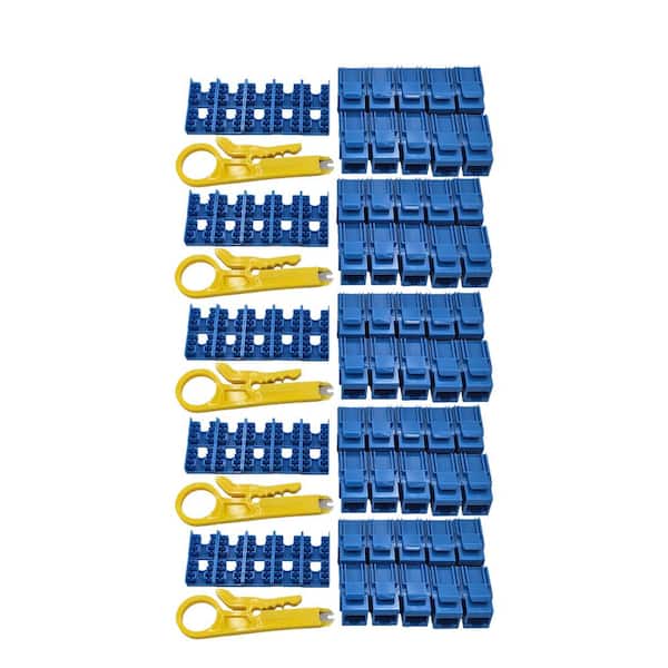 Micro Connectors, Inc CAT6A Unshielded Punch Down Keystone Jack with Tool in Blue (50-Pack)