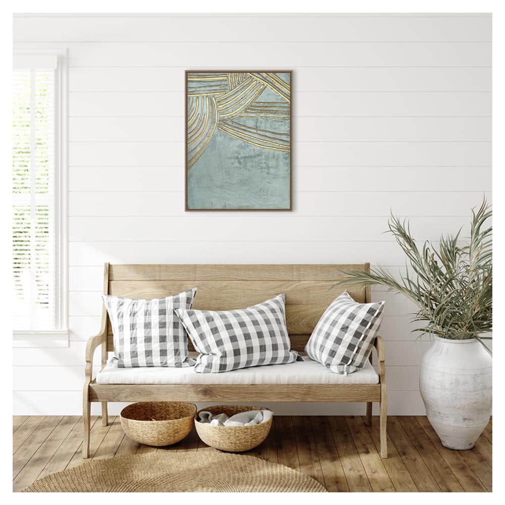 Gold and Blue Abstract Canvas Framed Wall Art