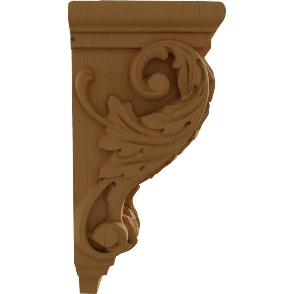 Medium Alder Acanthus Wood Corbel, 5"W x 5"D x 10"H