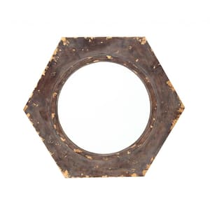27 in. W x 23.5 in. H Bronze Hexagon Decorative Mirror
