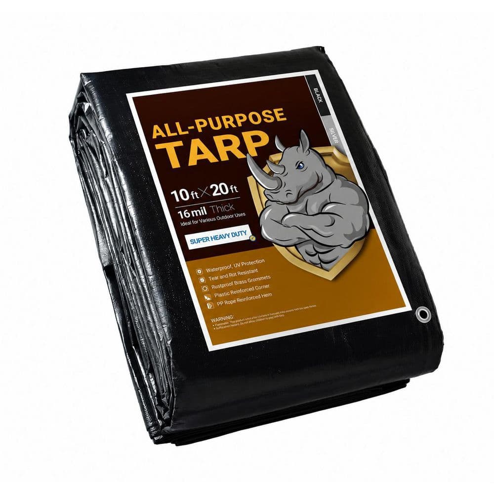 10 ft. W x 20 ft. L Super Heavy Duty Polyethylene Tarp Black Silver Outdoor Cover Waterproof UV Resistant 1 Piece price history on PriceWatchPro