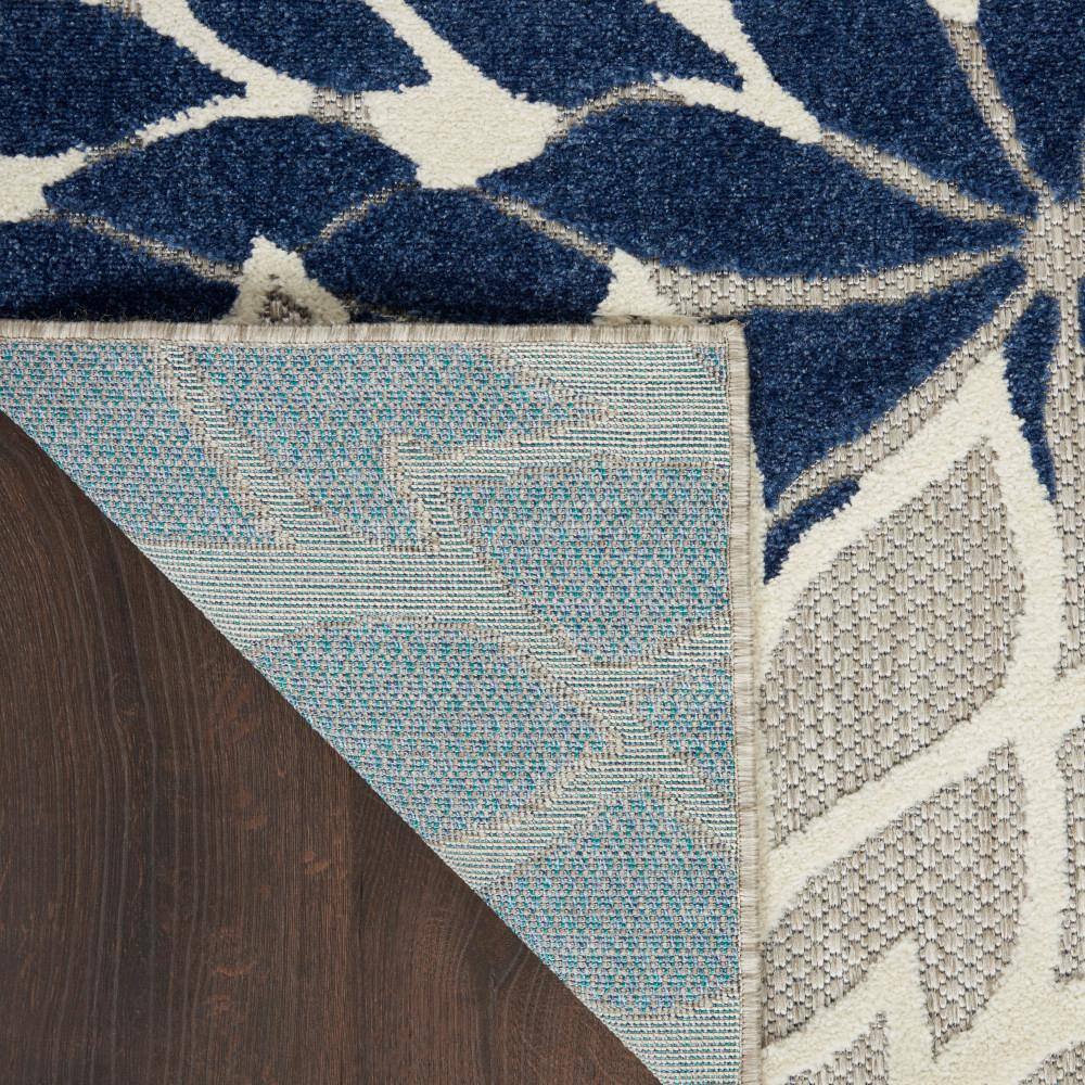 Ivory/Navy Floral Synthetic 4' x 6' Easy-Care Area Rug