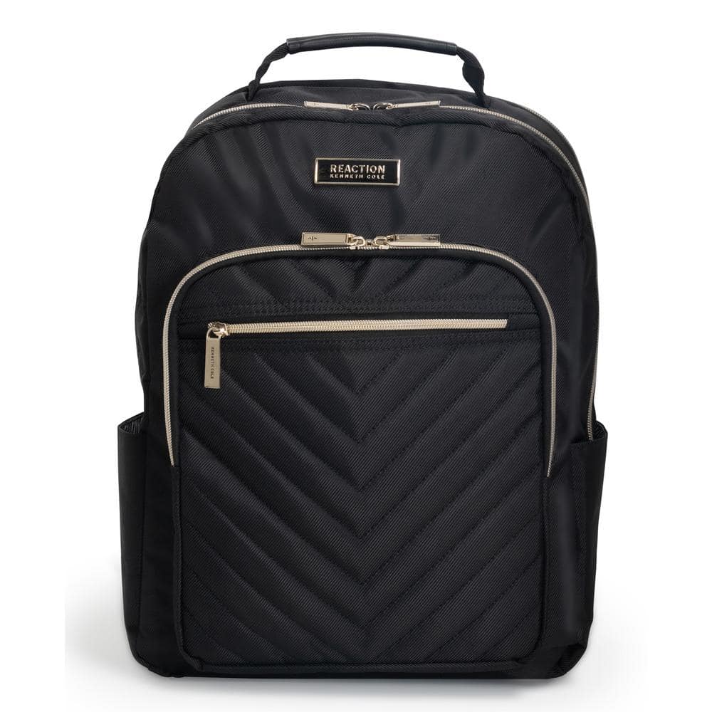 KENNETH COLE REACTION Chelsea Women s Chevron Quilted 15 in. Laptop and Tablet Black Backpack 5713215 The Home Depot