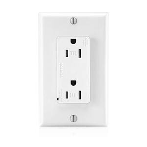 15 Amp Commercial Grade Tamper Resistant Decora Duplex Outlet with Surge Suppressor White (20-Pack)