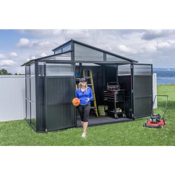 Sojag Ranier 8 ft. W x 11 ft. D Black Aluminum Metal Storage Shed