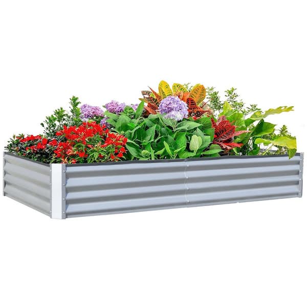 Unbranded Raised Bed Planter, 6 ft. x 3 ft. x 1 ft. Galvanized Steel Raised Garden Bed, Green