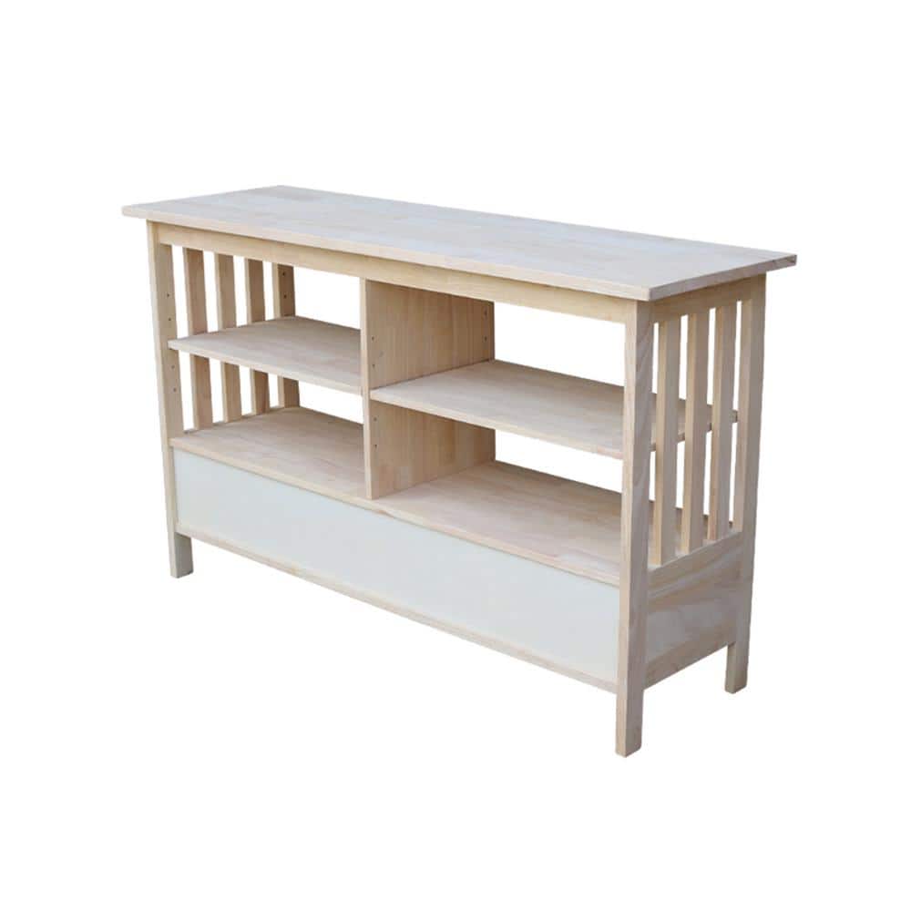 Solid Wood Classic Mission TV Stand with Cabinet - Light Brown