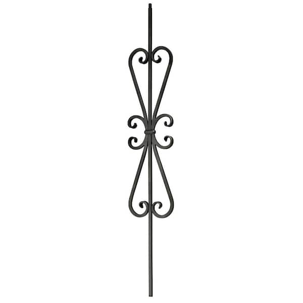 arteferro 44 in. x 1/2 in. Scroll 7 in. x 24 in. Midnight Bronze Powder Coated Wrought Iron Metal Stair Baluster