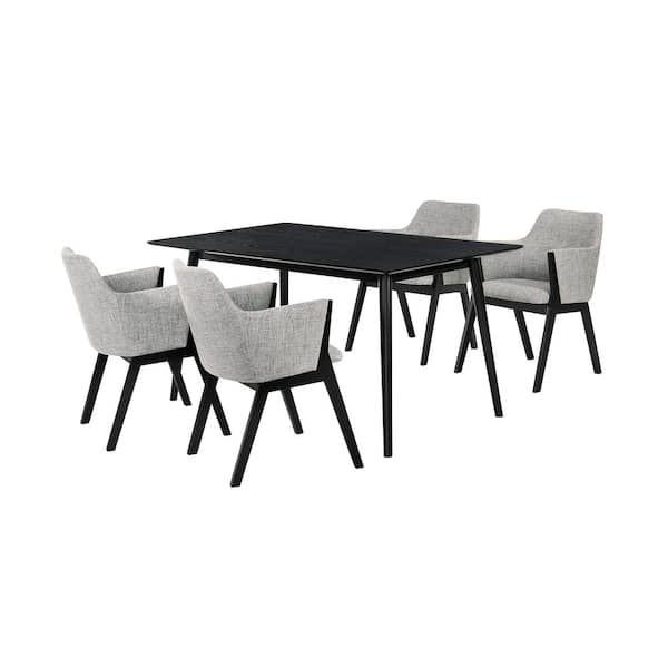 Armen Living Westmont and Renzo 5-Piece Wood Grey and Black Dining Set