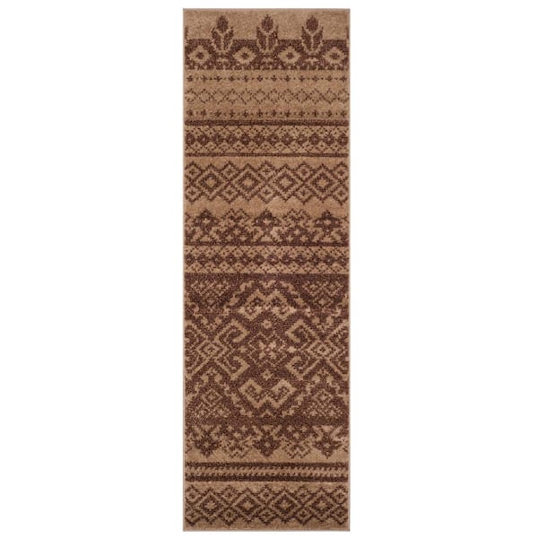 SAFAVIEH Adirondack Camel/Chocolate 3 ft. x 10 ft. Geometric Runner Rug