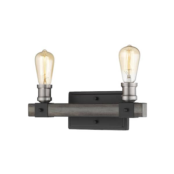 Unbranded 2-Light Ashen Barnboard Vanity Light