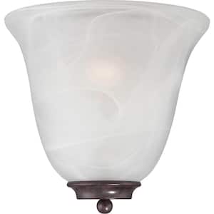 Empire 10 in. 1-Light Old Bronze Wall Sconce with Alabaster Glass Shade
