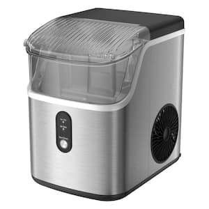 8.66 in. 33 lbs. Countertop or Portable Nugget Ice Maker in Silver Stainless Steel