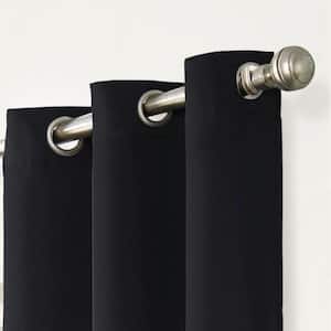 Thermapanel Black Solid Polyester 37 in. W x 84 in. L Room Darkening Pair Grommet Top Curtain Panel