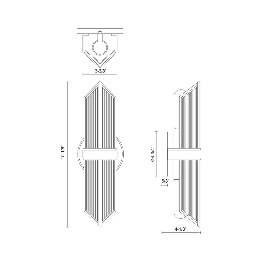 Cairo 15" Ribbed Glass and Brass Vanity Light