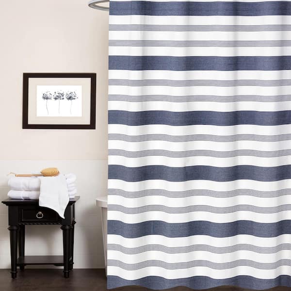 Popular Bath Products 72 in. Ivory Blue Nowell Shower Curtain