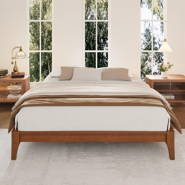 【新品】GOKUMIN Takumi PREMIUM BAMBOO BED(S) Polibi Brown Bamboo Frame Full Platform Bed with Wood Slat Support
