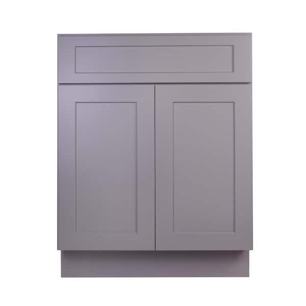 Bremen Cabinetry Bremen 24 in. W x 24 in. D x 34.5 in. H Gray Plywood Assembled Base Kitchen Cabinet with Soft Close