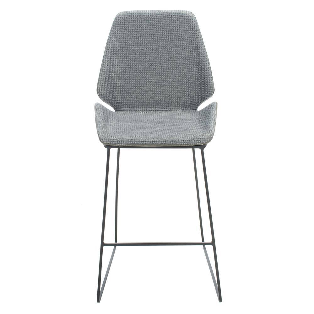 Masami Grey & Black Saddle Style Wood & Metal Counter Stool