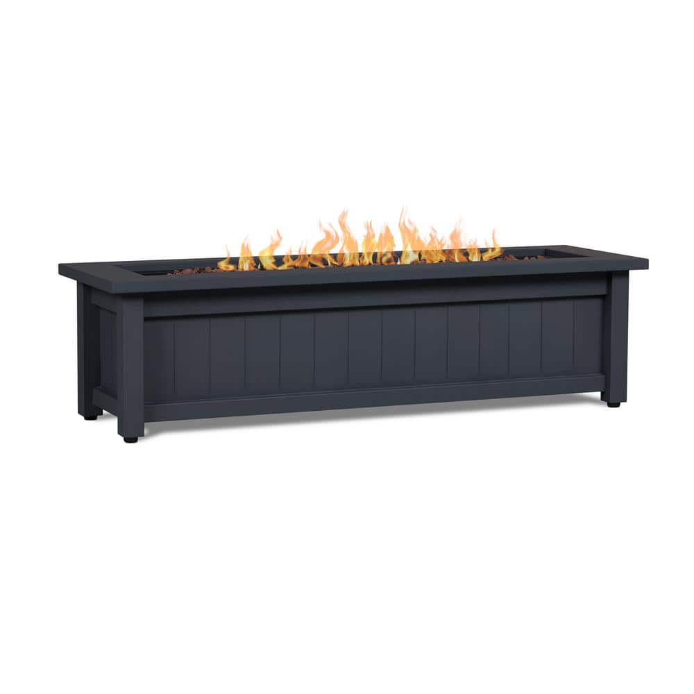 Gray 50" Steel Rectangle Propane Fire Pit Table