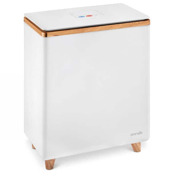 Electric Towel Warmer Bucket-Single Touch, Holds 2Pcs Large Bath Towels, Natural Wood Brown Finish 20L Capacity-SLTLR350