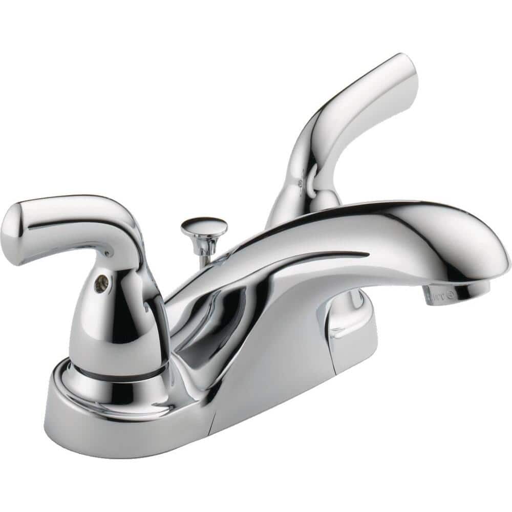 Chrome 2-Handle Centerset Bathroom Faucet with Drain Assembly