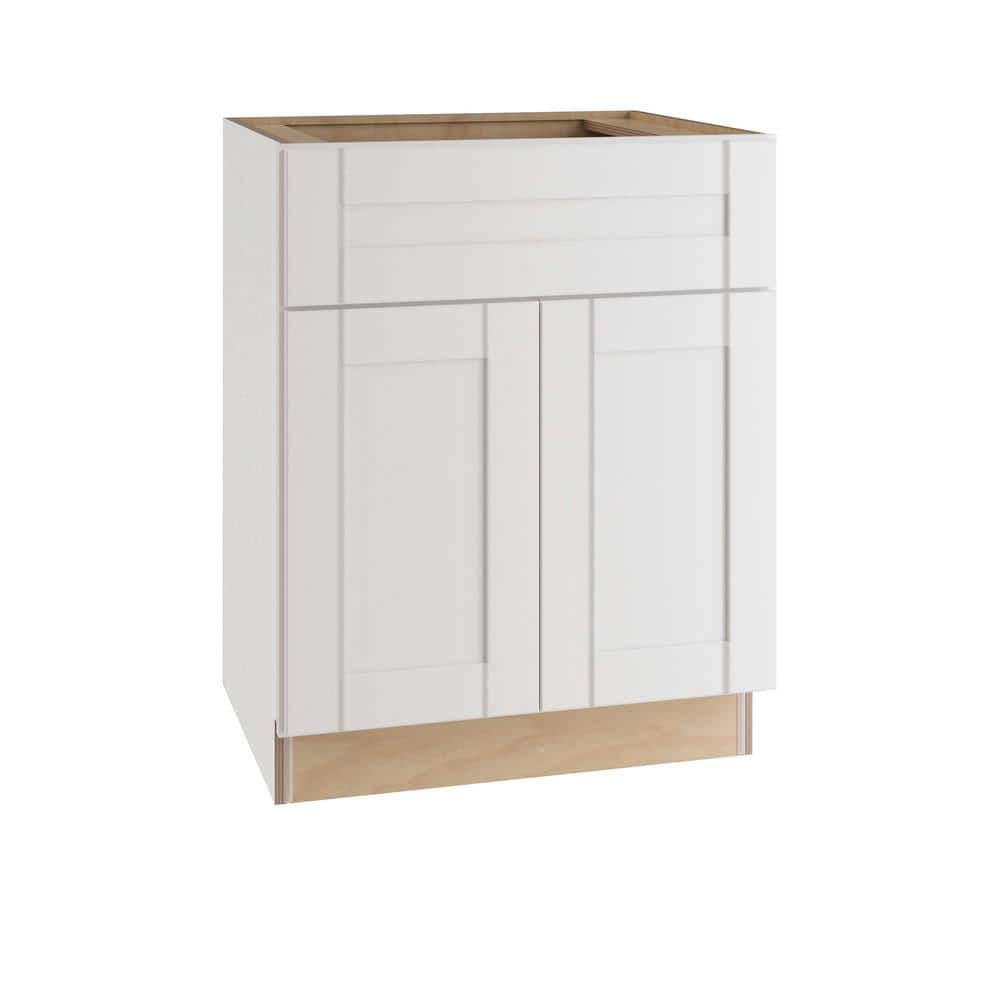 Contractor Express Cabinets Arlington Vesper White Plywood Shaker Stock Assembled Base Kitchen Cabinet Soft Close 24 in W x 24 in D x 34.5 in H -  B24-AVW