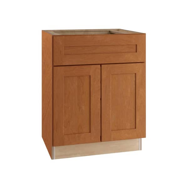 Home Decorators Collection Newport 24 in. W x 21 in. D x 34.5 in. H Assembled Plywood Base Bath Cabinet in Cinnamon with Soft Close