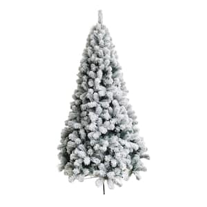 7 ft. White Unlit Flocked Snow Pine Fiber Optic Artificial Christmas Tree with 1184 Tips