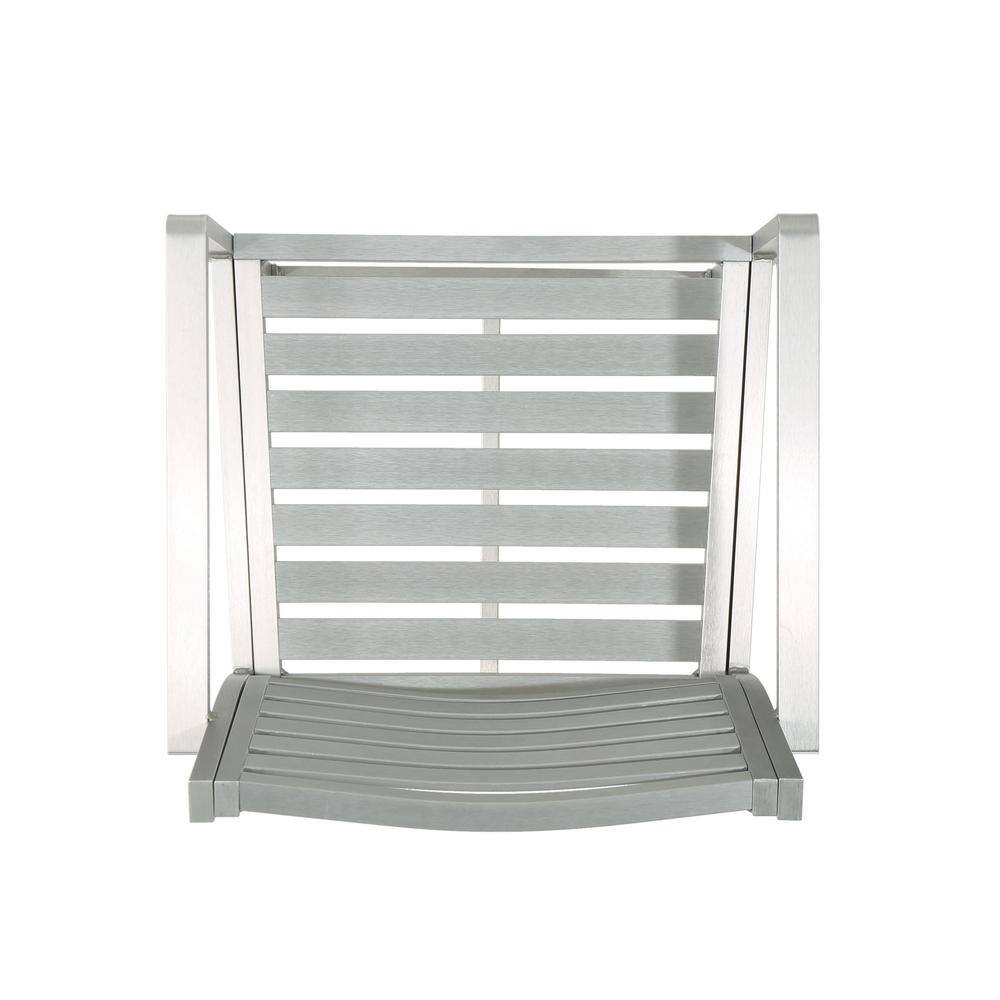 Modern Silver 5-Piece Aluminum Bar Set with Square Glass Top