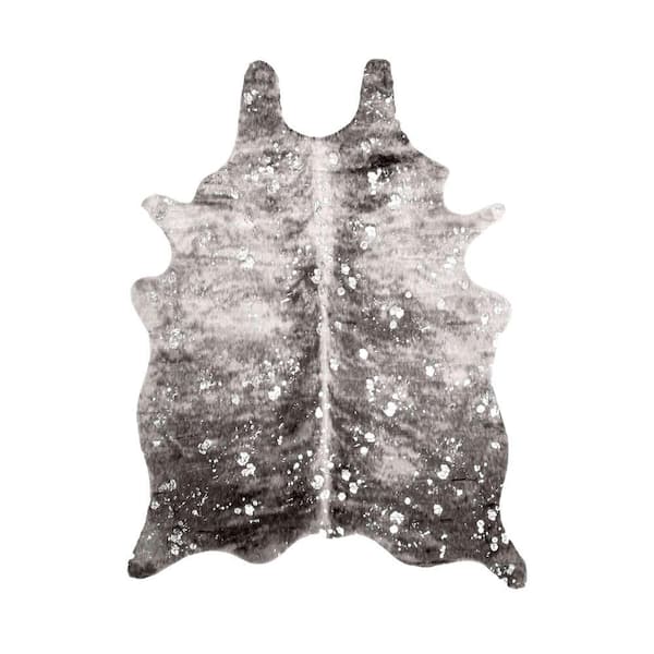 nuLOOM Tinley Faux Cowhide Spotted Gray 5 ft. x 7 ft. Shaped Rug