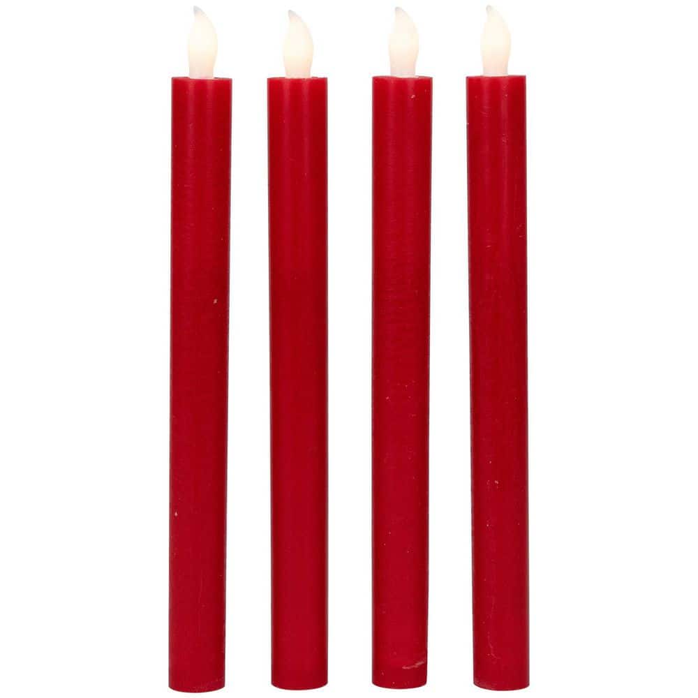 "LED Flickering Flameless Taper Christmas Candles - 9.75"" - Red - Set of 4" price history on PriceWatchPro