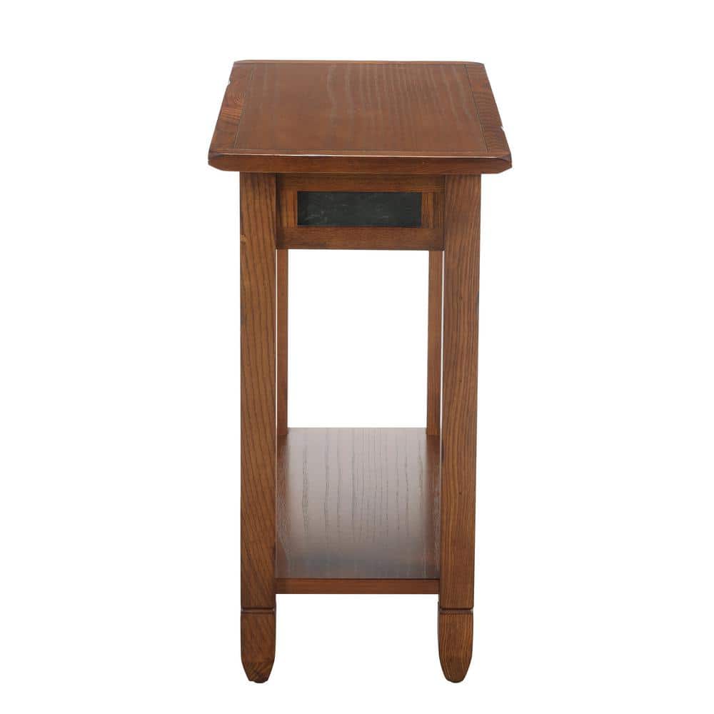 Rustic Oak and Slate Rectangular End Table