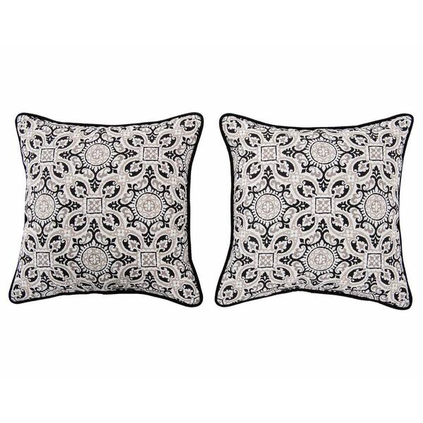 Sunjoy Medallion Alabaster Square Outdoor Throw Pillow (2-Pack)