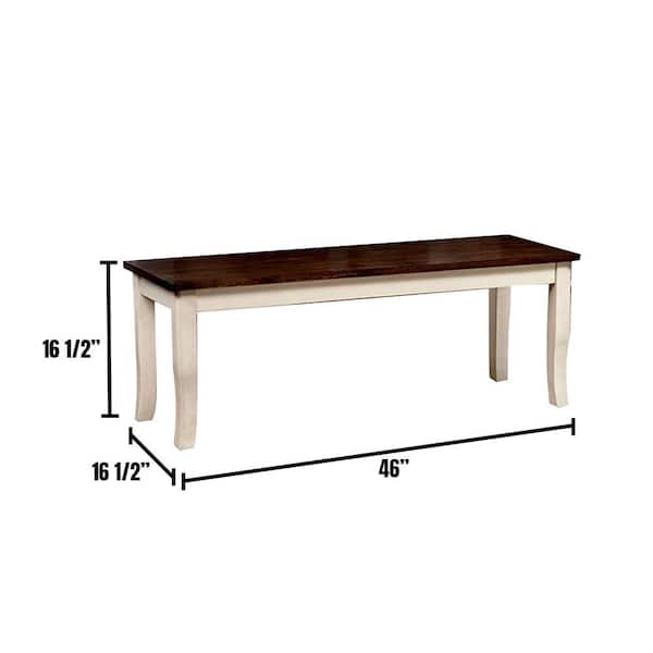 Dover Vintage White Transitional Style Bench