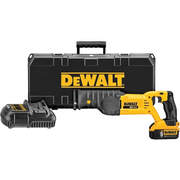 DEWALT 20V MAX XR Lithium-Ion Cordless Reciprocating Saw, (2) 20V 5.0Ah  Batteries, Charger, and Case DCS380P1W205 The Home Depot